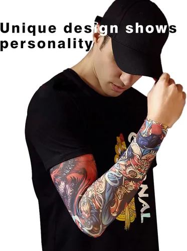 Miniatura 2 de Mangas de protección solar UV para hombres y mujeres, manga de enfriamiento de compresión deportiva UPF 50+, regalo único de manga de tatuaje Dios