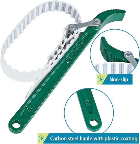 Miniatura 5 de Skelang Llave de correa ajustable, llave de correa de alambre de acero multiusos de 12 pulgadas para reemplazar filtro de agua, filtro de aceite