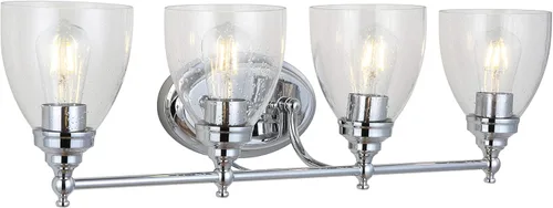 Miniatura 14 de JONATHAN Y Lámpara de pared LED cromada de 5.5 pulgadas, cableado para baño, pantalla de vidrio transparente con semillas, iluminación de pasillo