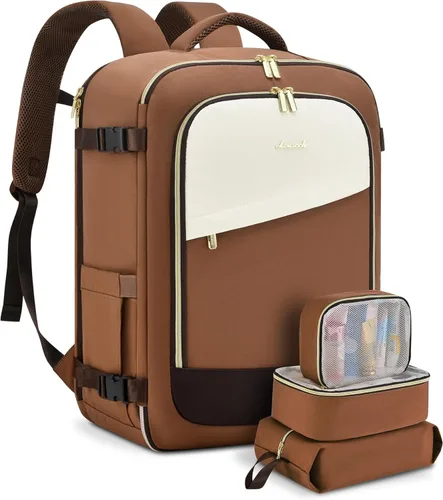 Miniatura 8 de Mochila de viaje LOVEVOOK para mujeres, mochila de 40L para llevar en el avión, Púrpura, negro