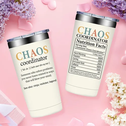 Miniatura 3 de Fufandi Chaos Coordinator - Vaso de agradecimiento para mujeres, regalos de agradecimiento para profesores empleados, regalo del día del jefe