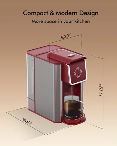 Miniatura 7 de Cafetera de una sola porción 3 en 1, preparación rápida para cápsulas de café, café molido y té suelto, tamaños de taza de 6 a 12 onzas, tanque