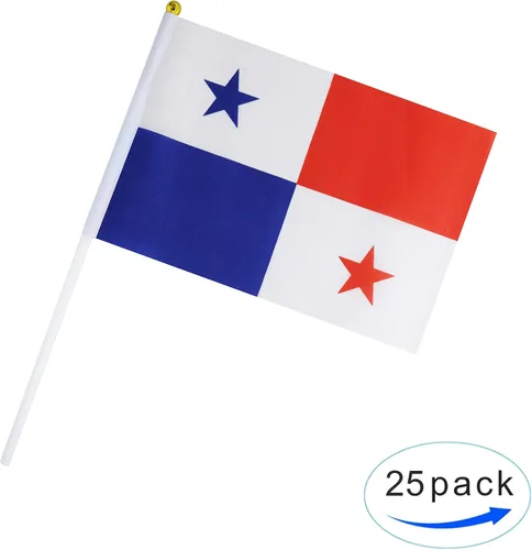 Miniatura 4 de Paquete de 25 banderas nacionales pequeñas de mano de panamá panameño, con parte superior redonda, suministros de decoración de fiesta