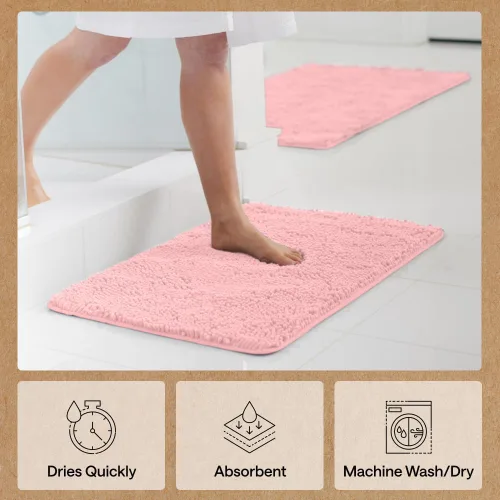 Miniatura 166 de Gorilla Grip - Tapete de baño de felpilla gruesa, suave y absorbente, secado rápido, de microfibra, con reverso de caucho, para piso de ducha, Nube