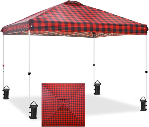 Miniatura 300 de EAGLE PEAK Tienda de campaña desplegable con bolsa de transporte con ruedas, 8 estacas, 4 cuerdas, 4 bolsas de peso, toldo de tienda de campaña