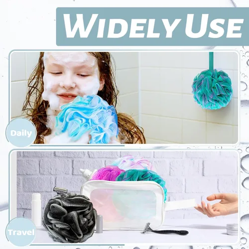 Miniatura 5 de 10 paquetes de esponjas de baño tipo lufa de 40g, esponjas de malla suaves para la ducha, bolas de baño exfoliantes para mujeres, hombres y niños