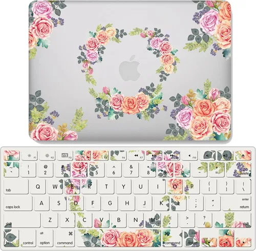 Miniatura 9 de IVY Para MacBook Air 15 con M2 (Modelos: A2941) Flower Garland Clear Case con cubierta de teclado - A
