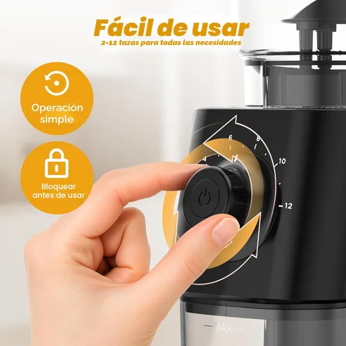 Miniatura 5 de AYCHIRO Molinillo de café eléctrico, molinillo de granos de café para uso doméstico con 30 ajustes de molienda, capacidad de 12 tazas para expreso