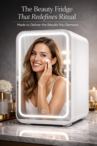 Miniatura 3 de Refrigerador LED Mirror para el cuidado de la piel (4 litros/6 latas) Mini refrigerador de belleza y maquillaje con enfriamiento y calentamiento
