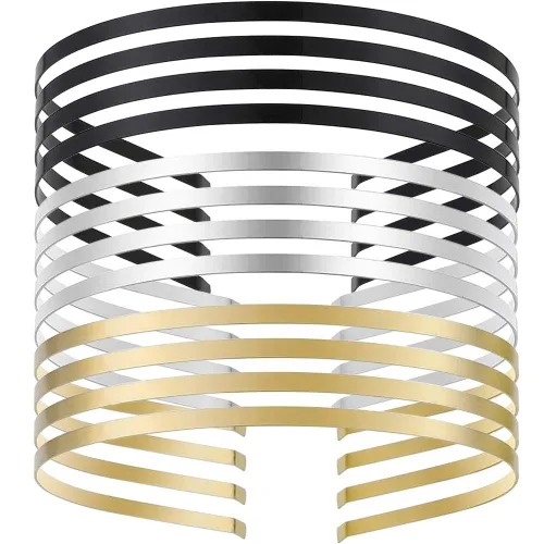 12 diademas de metal liso en tono plateado dorado y negro para bricolaje con base de tiara en blanco, bandas para la cabeza, 3 colores, 0.118