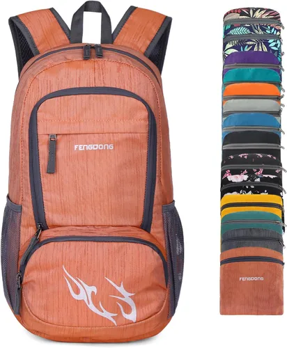 Miniatura 7 de FENGDONG mochila ligera plegable impermeable de 35L, mochila de senderismo pequeña para viajes, para hombres y mujeres