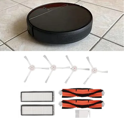 Miniatura 3 de Filtros de cepillo blanco Kit de peine plano para 1C para F9 para 1T para robot aspirador de repuesto, 2 cepillos principales, 2 pantallas