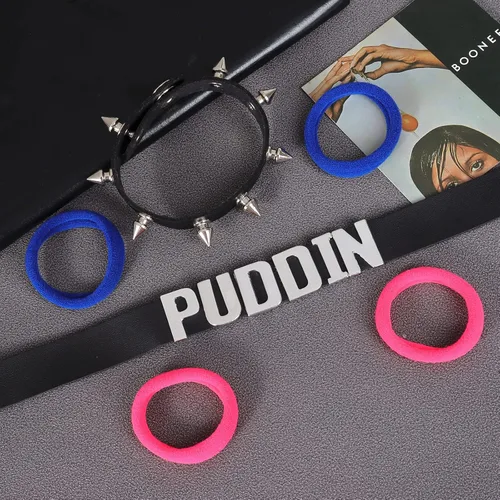 Miniatura 7 de YANCHUN Gargantilla Puddin para mujer, pulsera de cuero con pinchos, accesorios de disfraz de Halloween