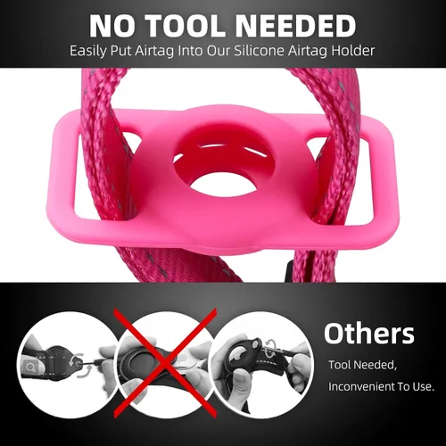 Miniatura 3 de Collar reflectante para perro, compatible con AirTag, collar de nailon para perros pequeños, medianos, grandes y extra grandes Rosado