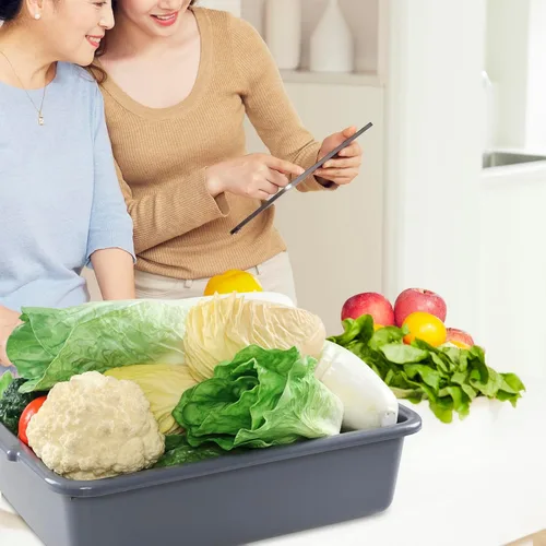 Miniatura 5 de Drephia Paquete de 4 tinas de autobús de 13 L de utilidad comercial, caja de autobús de plástico, recipiente de carne de carnicero de grado