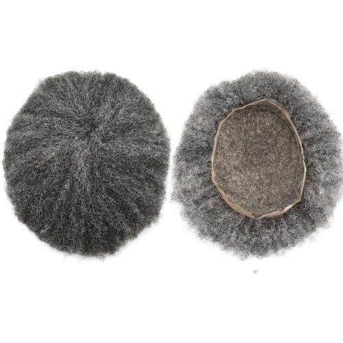 Miniatura 11 de Pelucas afro rizadas para hombre, con encaje francés, de 10 x 8 pulgadas, completamente transparente, de repuesto, sistema de cabello humano rizado