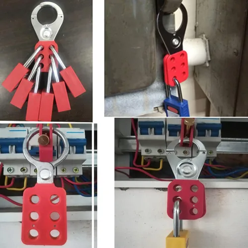Miniatura 5 de Cerradura de bloqueo de etiqueta, 10 piezas de bloqueo de aluminio con 6 agujeros de bloqueo para estación de bloqueo, bloqueo de cerrojo