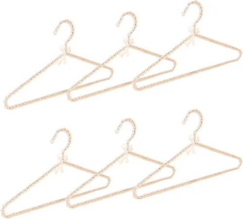 Miniatura 5 de Juego de 6 perchas de perlas para colgar ropa para bodas, damas de honor, para vestidos de boda, perchas estándar de perlas (negro, 6)