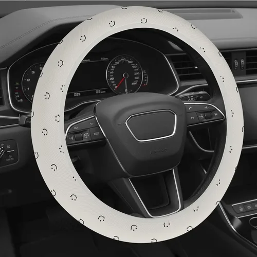 Miniatura 8 de Funda suave para volante marrón, linda funda de tela para volante de auto, transpirable, lavable, fresca en verano, universal de 14.5 a 15 pulgadas