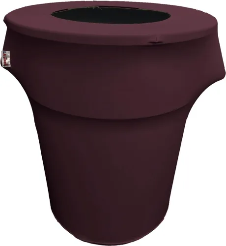 Miniatura 15 de LA Linen Cubierta para cubo de basura ajustable de elastano elástico de 32 galones, cubierta redonda para contenedor de residuos, decoración de Gris
