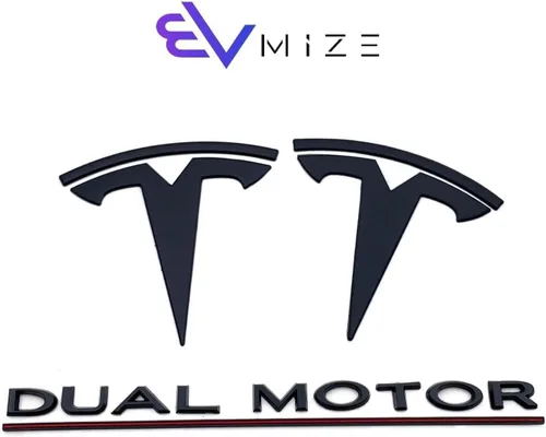 Miniatura 13 de Paquete de emblemas EVMIZE para Tesla Model 3, delantero y trasero, insignia T, negro mate y negro brillante, logotipo OEM, juego de emblemas