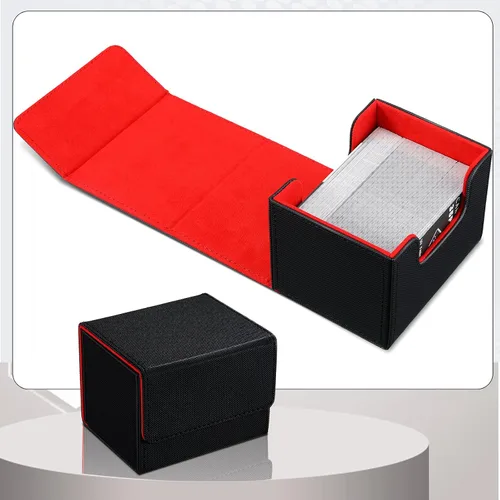 Miniatura 3 de Weewooday 2 Cajas de Cartas de Cubierta de Cuero de Gran Tamaño que Caben Más de 100 Cartas con Fundas para Juego de Cartas Coleccionables Negro