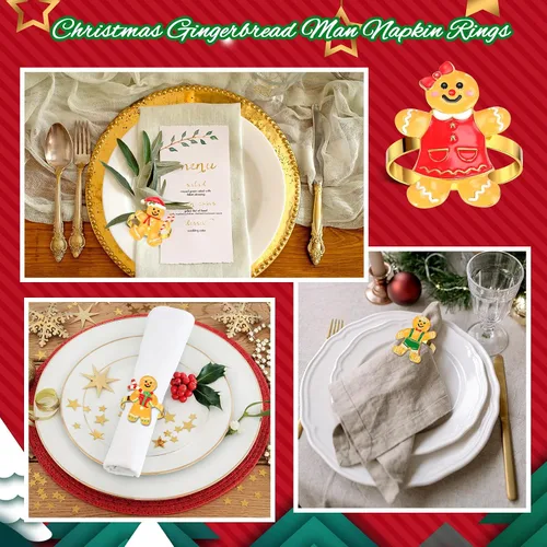 Miniatura 5 de WILLBOND 12 servilleteros de Navidad para cenas de Navidad, fiestas, accesorios de decoración de mesa de adorno de boda, (estilo adorable)