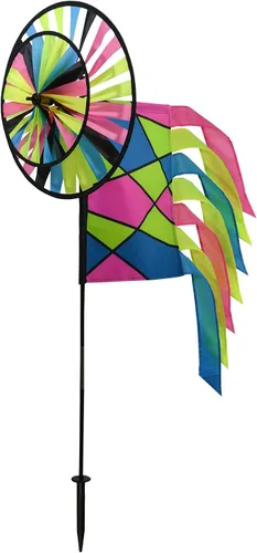Miniatura 8 de In the Breeze 2613 - Spinner doble Fiesta de 13 pulgadas con vela de viento - Colorido giratorio giratorio para patios y jardines