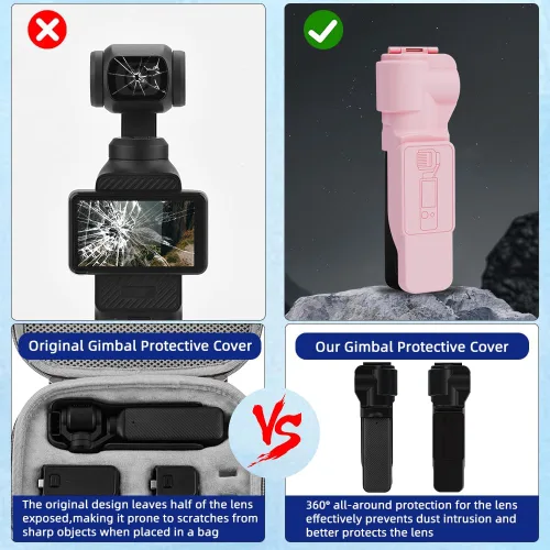 Miniatura 4 de Coyktonty Funda protectora de cardán para DJI Osmo Pocket 3 PC, con protector de pantalla de lente, diseño de tapa abatible, protección total (negro)