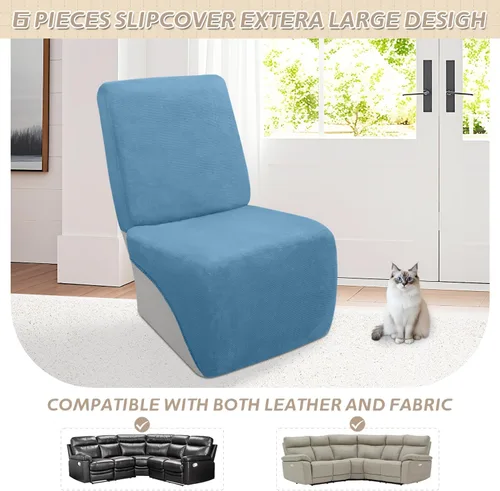 Miniatura 678 de Arfntevss Fundas de sofá seccional reclinable de terciopelo, Funda de sofá seccional de esquina para sofá reclinable, Funda elástica suave