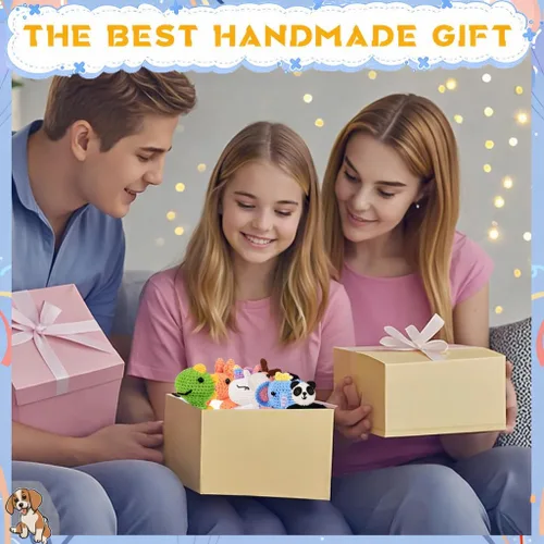Miniatura 6 de Alutaba Kit de ganchillo de 6 piezas para principiantes, kits de animales de ganchillo para adultos con tutoriales de videos paso a paso, kit