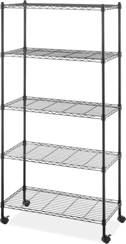 Miniatura 19 de Whitmor Estantería de 5 niveles ajustables con ruedas, capacidad de 400 libras por estante, máximo 2000 libras en total, 21 pulgadas de largo x 12