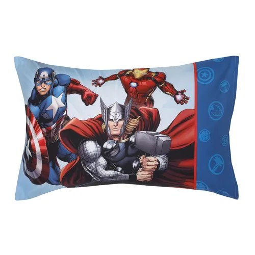 Miniatura 5 de Disney Marvel Avengers Fight The Foes - Juego de ropa de cama infantil de 4 piezas, color azul, rojo, verde Hulk, Iron Man, Thor, Capitán América