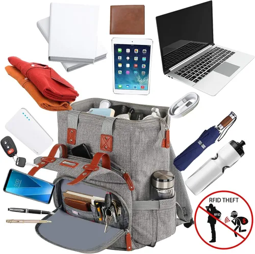 Miniatura 2 de Mochila para ordenador portátil de 15.6 pulgadas Mochila para doctor bolsa de doctor, amplia parte superior abierta de la universidad, resistente al