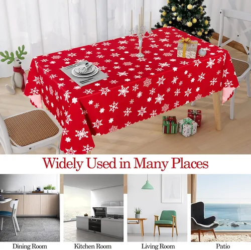 Miniatura 6 de NLMUVW Mantel cuadrado de Navidad, mantel decorativo oblongo, impermeable, mantel decorativo de tela para fiestas, pícnic, uso al aire libre e