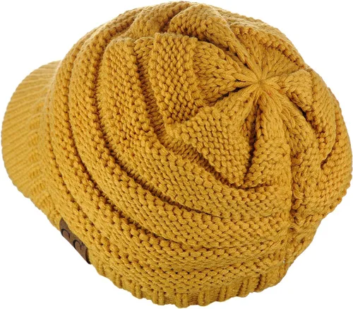 Miniatura 8 de C.C Gorro de punto trenzado cálido y grueso con visera
