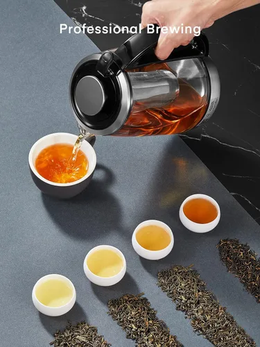 Miniatura 8 de Hervidor de té eléctrico, hervidor de vidrio con 9 ajustes preestablecidos de control de temperatura, tetera de 1200 W con infusor extraíble, 2