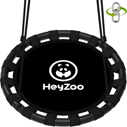 HeyZoo - Columpio de platillo, juegos de columpio de 40 pulgadas para patio trasero y parque infantil al aire libre, capacidad de peso de 900 Negro