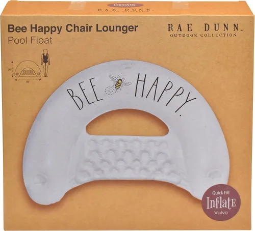 Miniatura 6 de Coconut Float Tumbona Rae Dunn x Chill – ¡Nuevo! Bee Happy Theme – Silla inflable multiusos para adultos – Versátil para montar en fiestas de verano