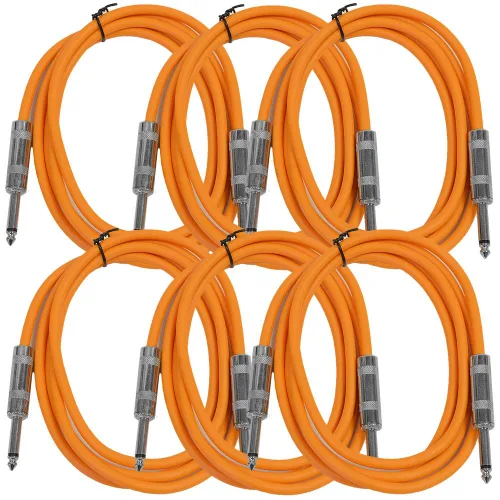Miniatura 35 de Seismic Audio Cables de guitarra para altavoces, cables de guitarra TS de ¼ pulgadas, 3 pies, multicolor, paquete de 6 Color múltiple