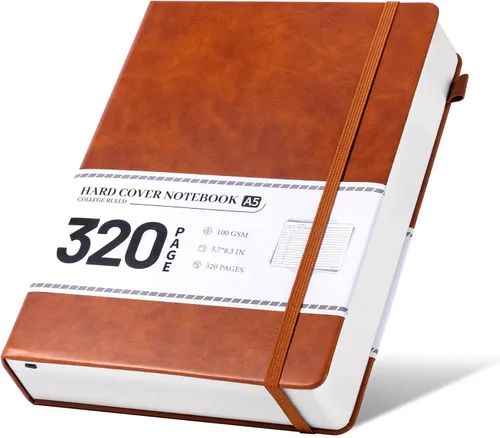 Miniatura 14 de CAGIE Cuaderno rayado, 320 páginas cuaderno rayado grueso para la universidad, papel de 100 g/m², diarios de tapa dura de cuero A5 para escribir Azul
