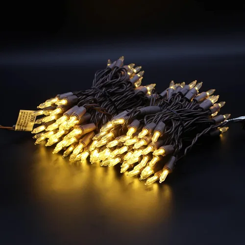 Miniatura 3 de 150 unidades de luces de Navidad LED mini de color blanco cálido, 50 pies de cable marrón, con certificación UL, conectables, luces de Navidad