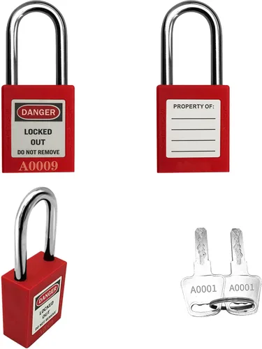 Miniatura 5 de SAFBY Loto - 7 candados de bloqueo diferentes con llave con 10 etiquetas de bloqueo, candados seguros para estaciones y dispositivos con 7 números
