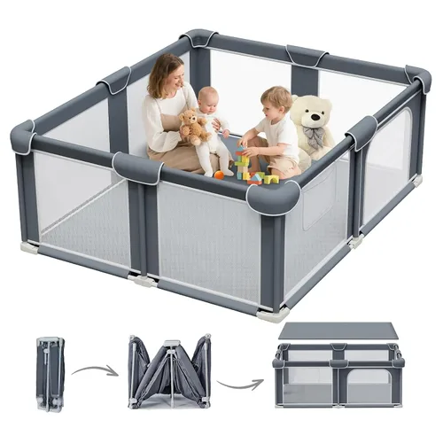 Miniatura 9 de G TALECO GEAR Corralito plegable para bebés y niños pequeños, patio de juegos portátil de 50"x50" con alfombra, corral de juegos plegable para niños