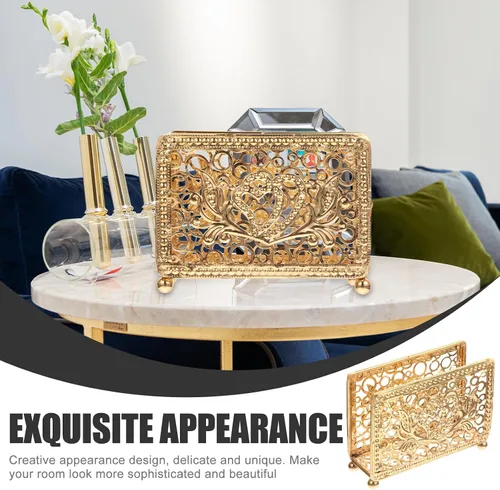 Miniatura 8 de Retro Metal Napkin Holder Upright Serviette Rack Gold Rectangular Iron Napkin Stand for Restaurant Table and Home Kitchen Decor