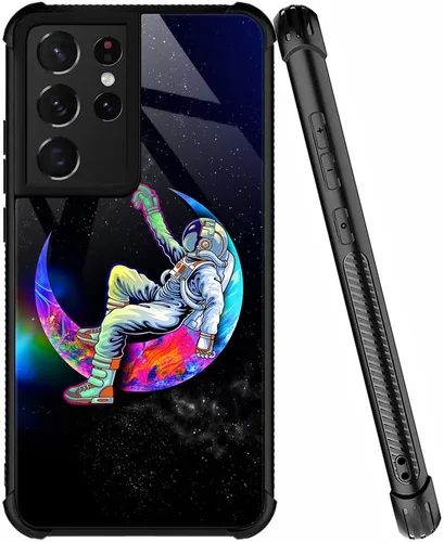 Miniatura 30 de ZHEGAILIAN Funda compatible con Samsung Galaxy S22 Ultra, funda de vidrio orgánico para niñas, mujeres y hombres, diseño de cuatro esquinas, Cabeza