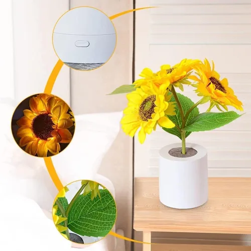 Miniatura 2 de Lámpara de girasol – Luz nocturna de girasol artificial, lámpara de flores recargable por USB para regalo del día de la madre, decoración de Tres