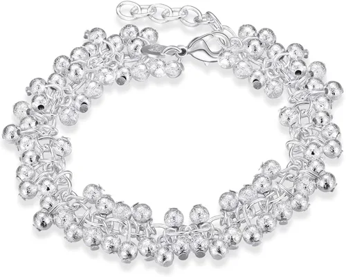 Miniatura 2 de Dofihy Pulseras de plata de ley S925 para mujer, pulseras para mujer, pulsera de cadena de muñeca con dije para mujer, Plata, Sin gemas.