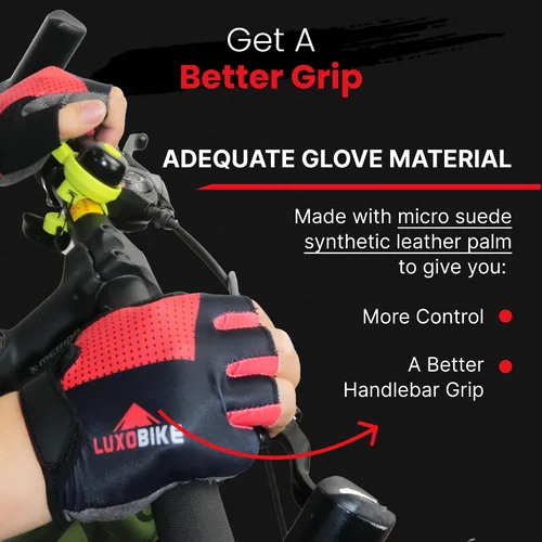 Miniatura 6 de Guantes de ciclismo, guantes de bicicleta de montaña, guantes de bicicleta Antideslizante, absorción de golpes, acolchado, transpirable, medio dedo
