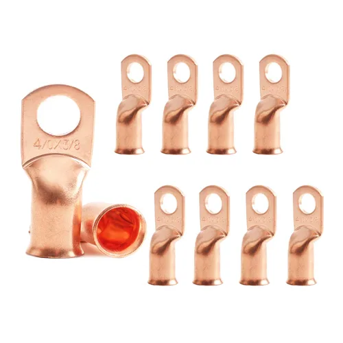Miniatura 26 de 2/0 AWG 5/16" Stud (25 piezas), terminal de anillo de batería resistente, conectores de calibre 00, lengüetas de alambre de cobre 2/0, terminales